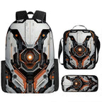 Unisex Mechanical 3D Print Backpack 3-Piece Bag Set