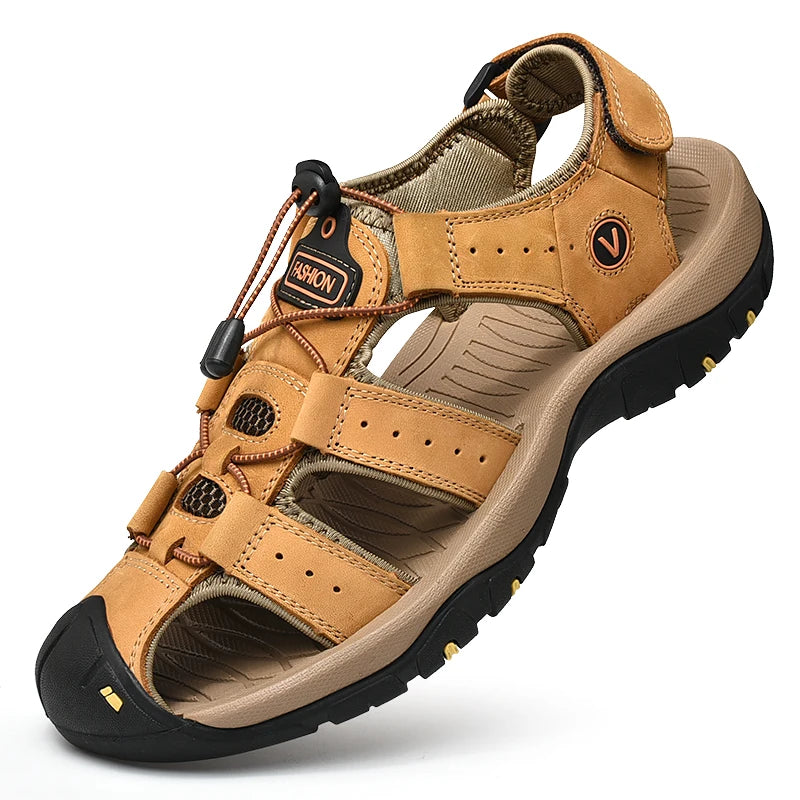 Men's Casual Outdoor Leather Sandals Roman Beach Shoes