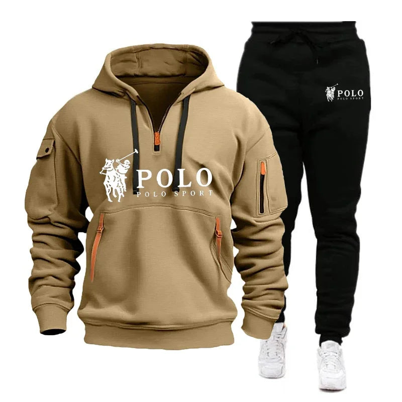 Men's Casual Warm Hoodie and Pants Two Piece Tracksuit Set