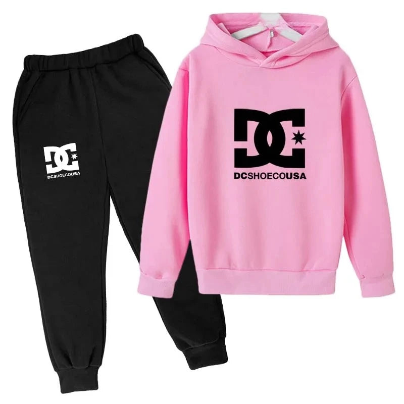 Kids' Casual Simple Print Hoodie Pants Two-Piece Set