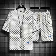 Men's Casual Checkered Shirt and Shorts Two Piece Set
