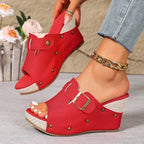 Women's Chunky Platform Wedge Sandals 3.5-inch Heel Summer Footwear