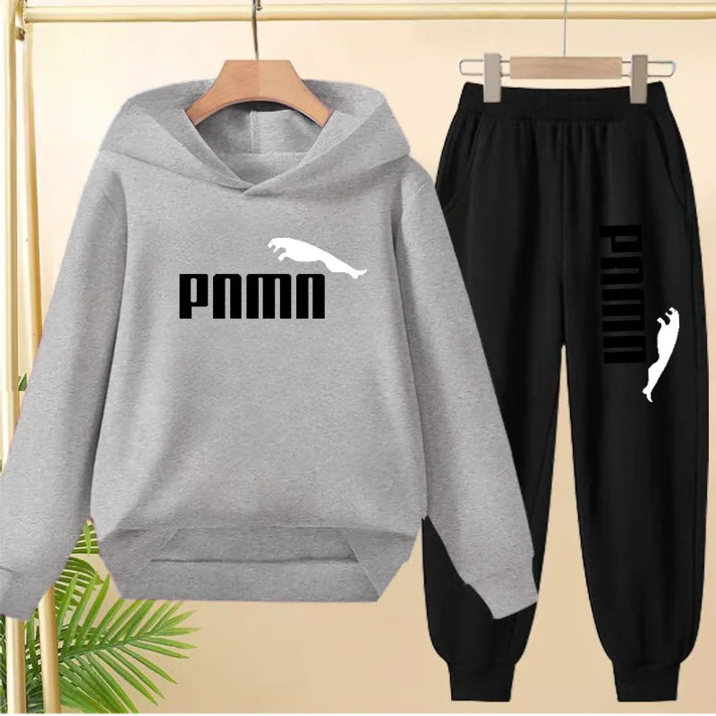 Kids' Letter Printed Hoodie Pants Two-Piece Set