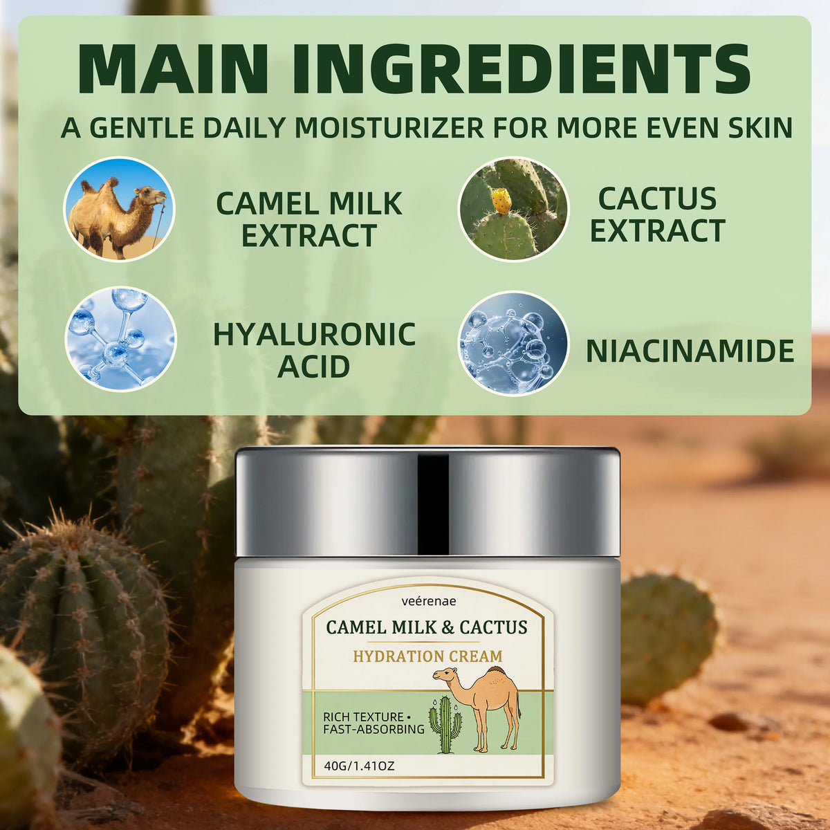 Unisex Camel Milk & Cactus Hydration Nourishing Face Cream