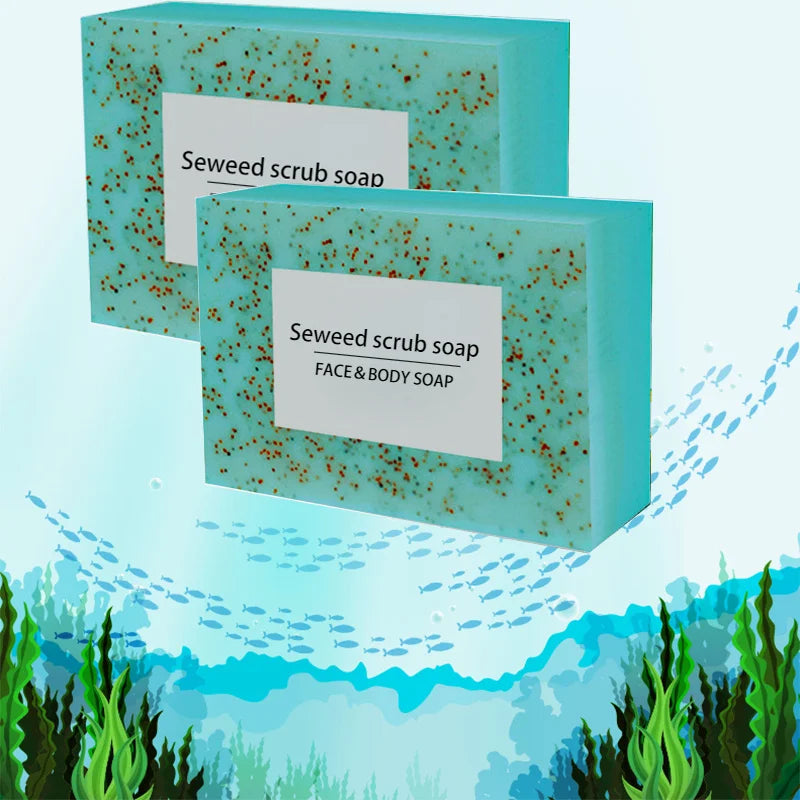 Unisex Seaweed Scrub Particle Moisturizing Bar Soap 3.5 oz