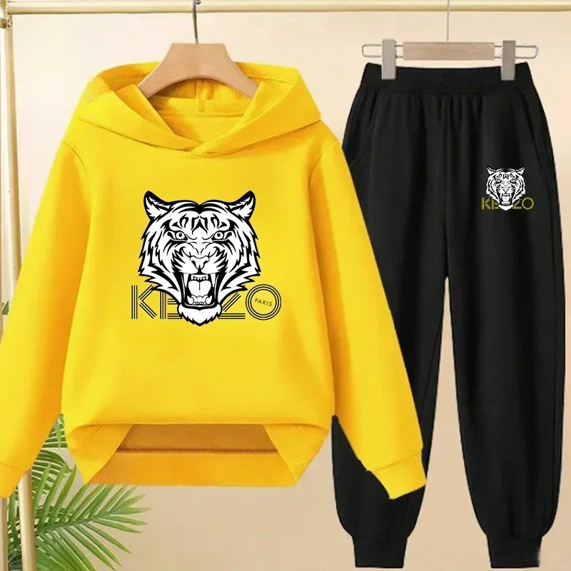 Kids' Tiger Print Hoodie Sweatshirt Pants Set