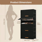 Tier Shoe Storage Cabinet with Dustproof Flip Doors