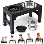 Adjustable Elevated Dog Feeder with Double Stainless Steel Bowls for All Breeds