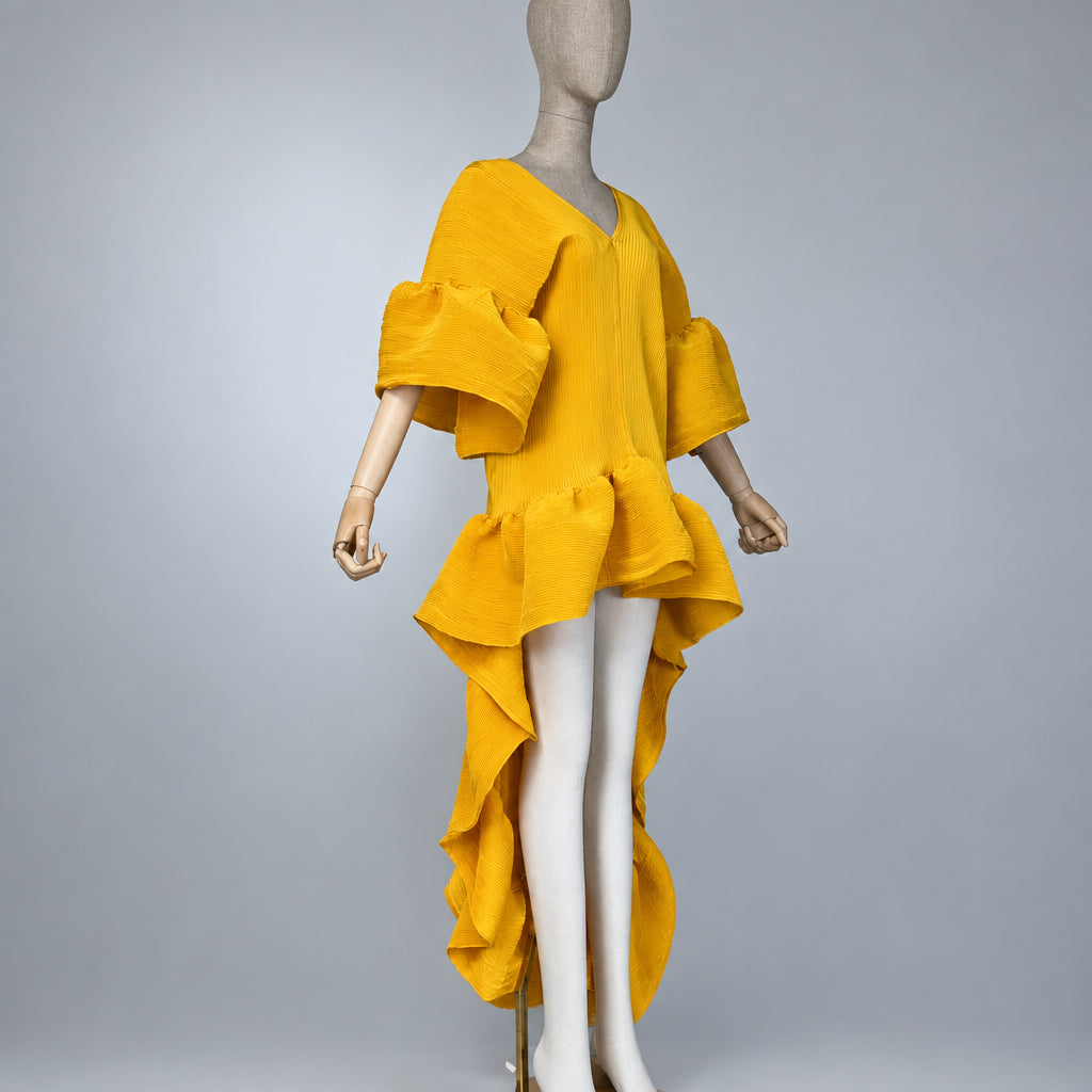 Women's Pleated Solid Kaftan Maxi Dress