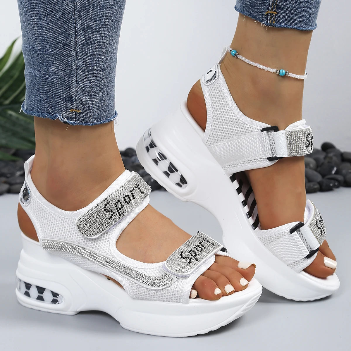 Women's Round Toe Thick Sole Wedge Sandals Casual Summer Shoes