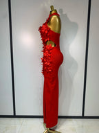 Women's Flower Hollow Out Sleeveless Knitted Bandage Dress
