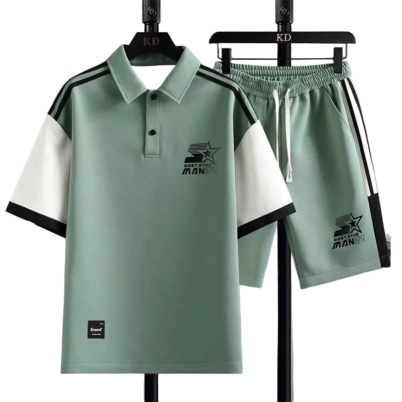 Men's Casual Printed Short Sleeve T-Shirt and Shorts Two Piece Set