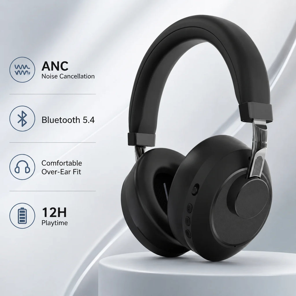 ANC Wireless Bluetooth 5.4 Over Ear Noise Cancelling Headphones