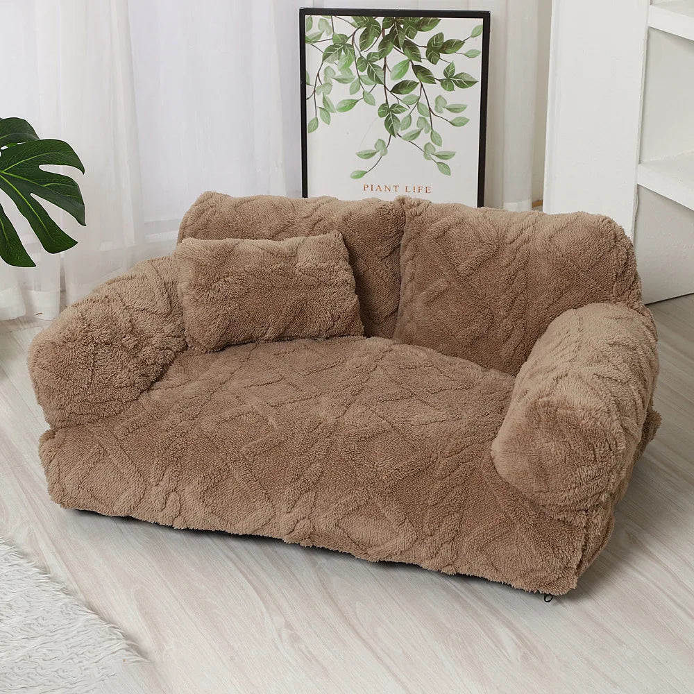 Winter Warm Removable Washable Thickened Plush Pet Sofa Bed