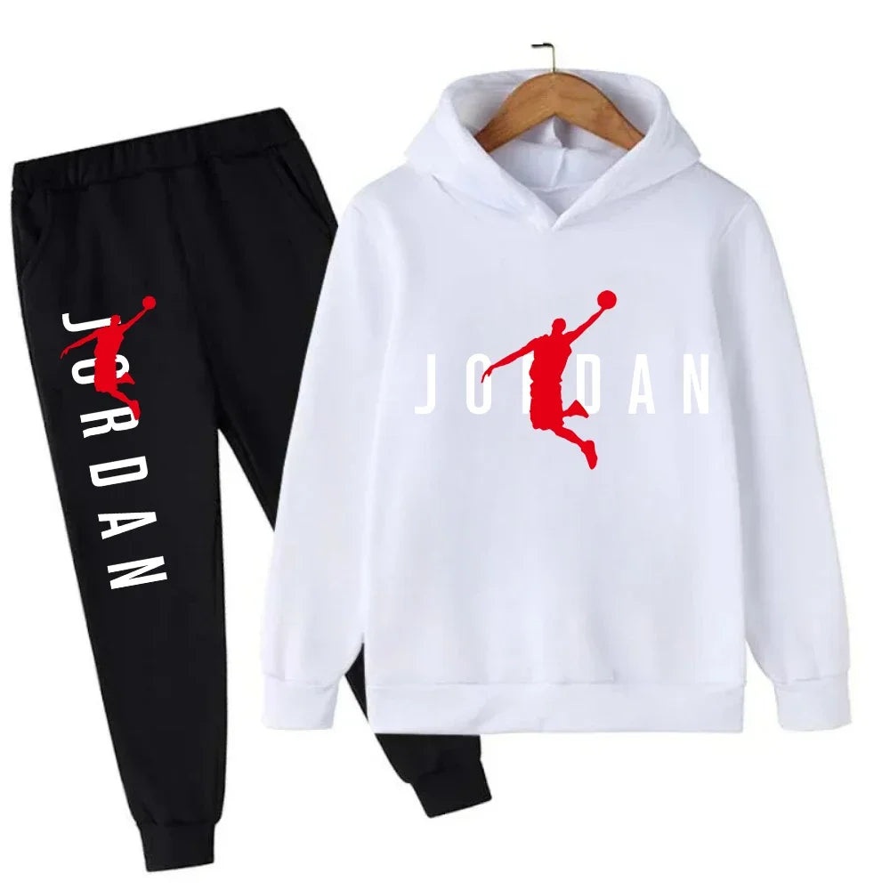 Kids' Slam Dunk Pattern Hoodie Pants Two-Piece Set