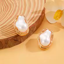 Women's Fashion Baroque Imitation Pearl Torque Necklace Jewelry Set