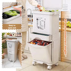 Movable Double Partition Kitchen Trash Can with Lid 11.1 Gallon