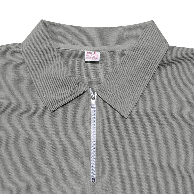 Men's Solid Color Lapel Short Sleeve Zipper Trouser Suit