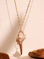 Women's Fashion Retro Gold-Tone Shell Layered Pendant Necklace