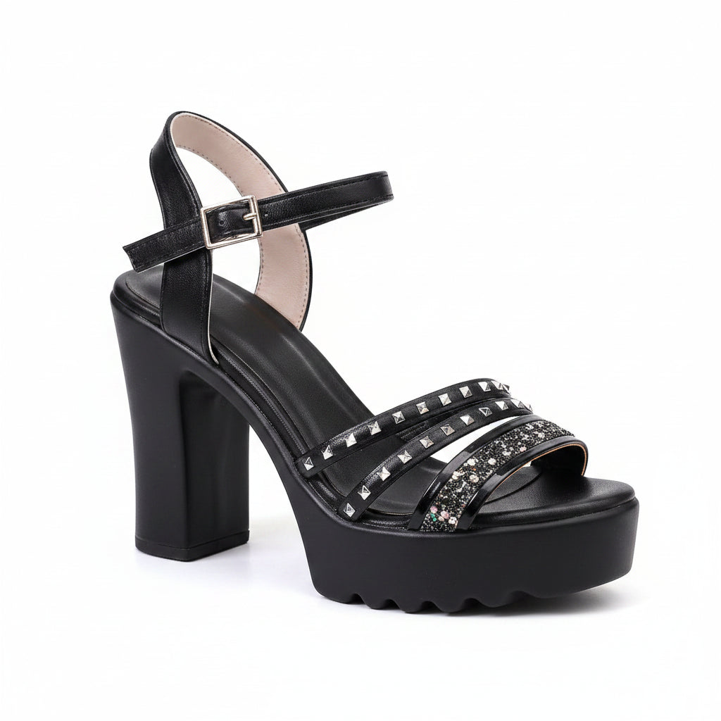 Women's Vintage Gladiator Wedge Sandals Rivet Decor Ankle Buckle