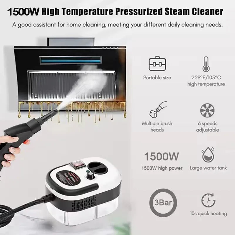 High Pressure Handheld Steam Cleaner Machine with Brush Heads 2600W