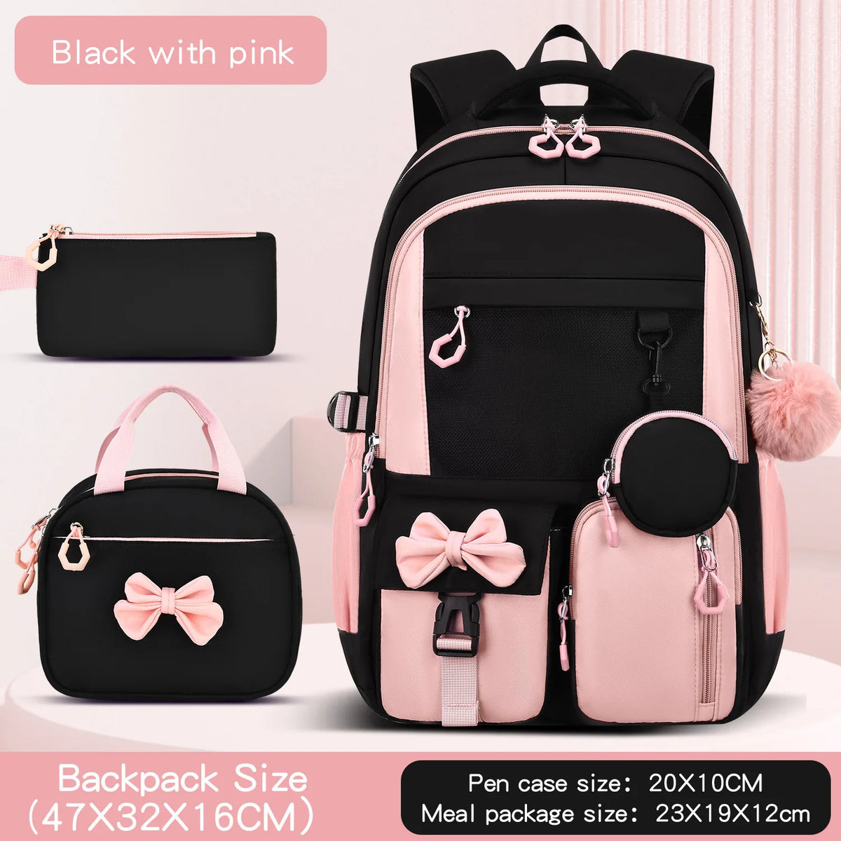 Girls' Waterproof Large Kawaii School Laptop Backpack Set