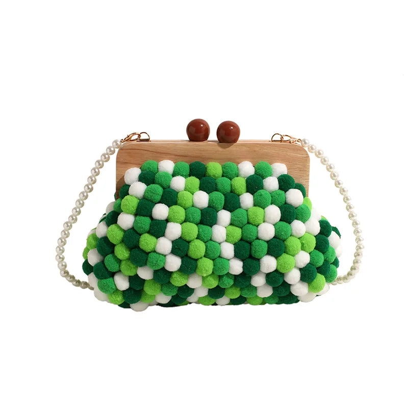 Women's Candy Color Pearl Shell Crossbody Handbag