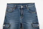 Straight Denim Pants High-Waisted Hollow Out Distressed Women