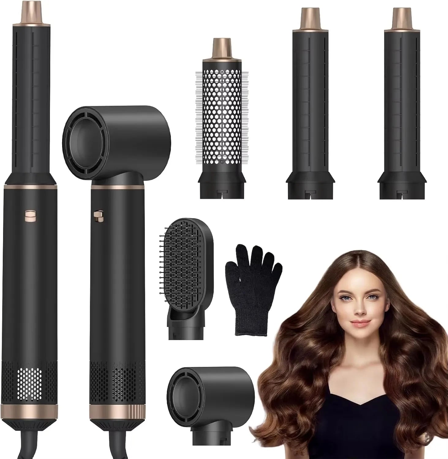 5-in-1 Hair Dryer Brush Negative Ion Air Styler Curler Set