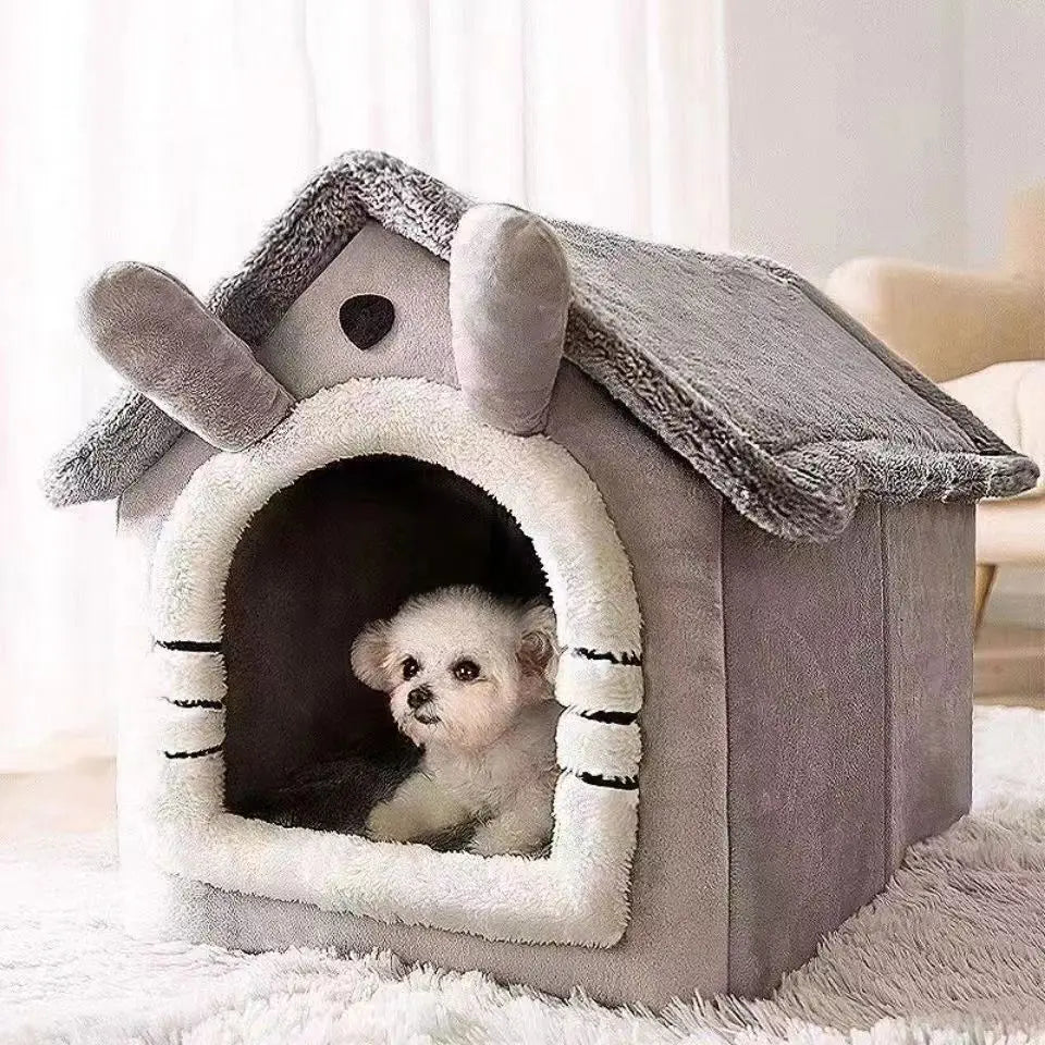 Plush Teddy Dog House Winter Warm Pet Bed for Small Dogs & Cats
