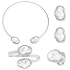 Women's Fashion Baroque Imitation Pearl Torque Necklace Jewelry Set