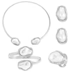Women's Fashion Baroque Imitation Pearl Torque Necklace Jewelry Set