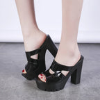 Women's Open Toe Chunky Platform Sandals 4-Inch Block Heel