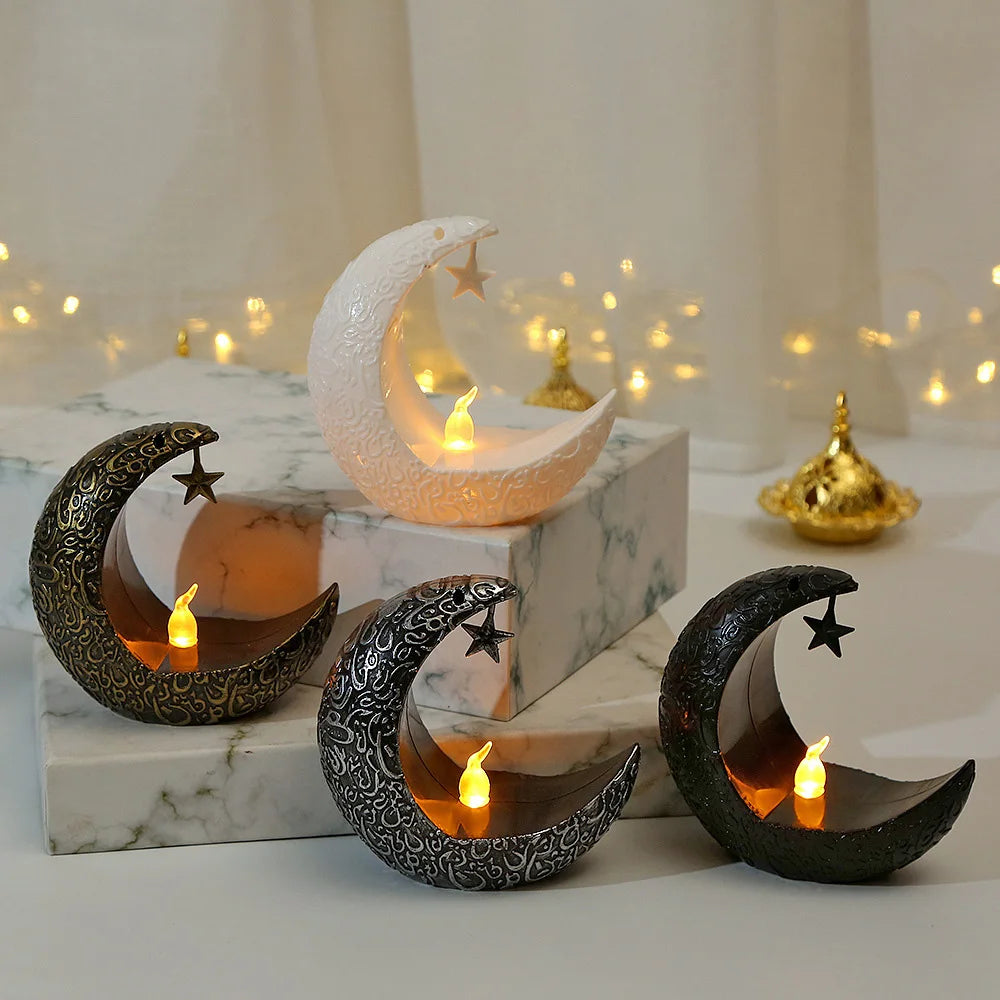 Star Moon LED Candlestick Lamp and Eid Festive Tabletop Ornament