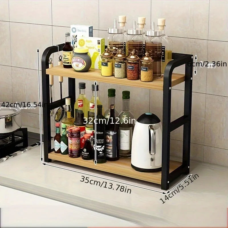 2 Tier Metal Countertop Shelf and Multipurpose Kitchen Storage Organizer