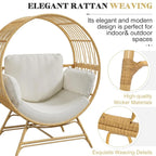 Oversized Rattan Egg Basket Chair with Thickened Cushions