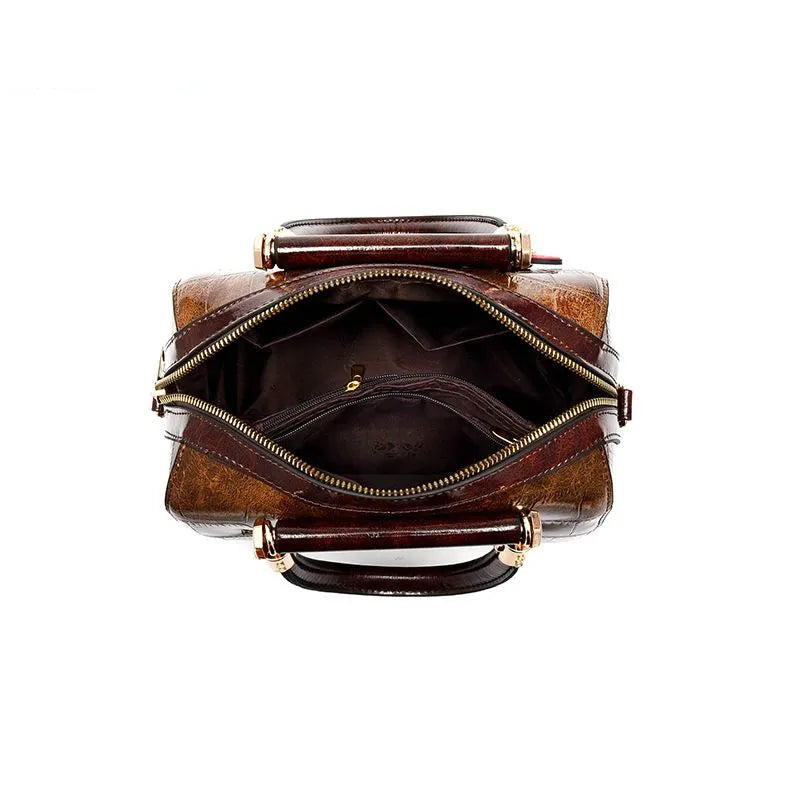 Women's Crocodile Pattern Crossbody Shoulder Boston Bag