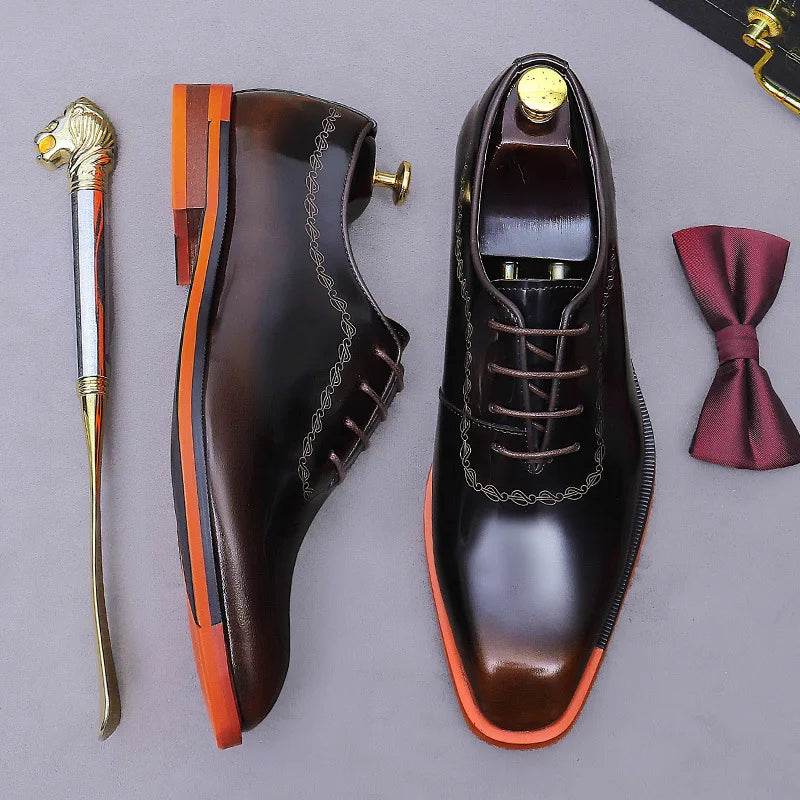 Men's Genuine Leather Low Top Dress Derby Oxfords