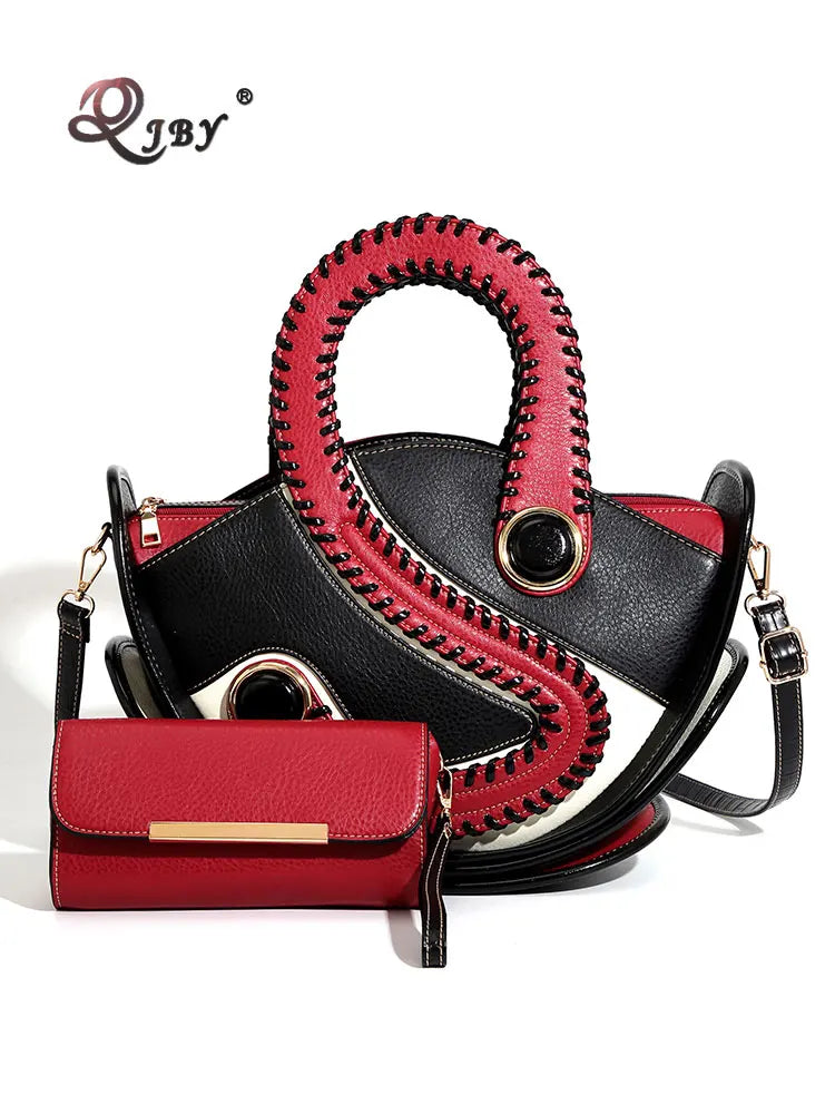 Women's Large Capacity Leather Top Handle Crossbody Bag