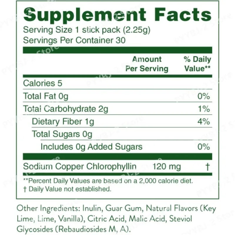 Chlorophyll Powder Plant-Based Drink Mix Supplement 30 Count