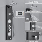 LED Rainfall Shower Panel Tower System with Massage Jets