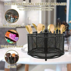 Rotating Metal Utensil Holder and Mesh Flatware Organizer