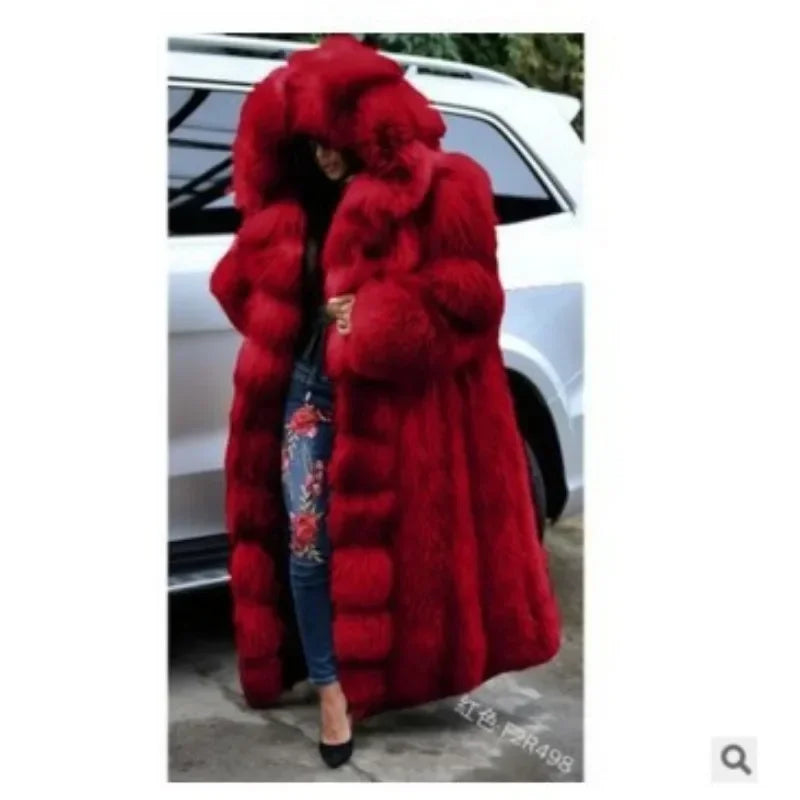 Women's Thick Warm Hooded Faux Fur Coat