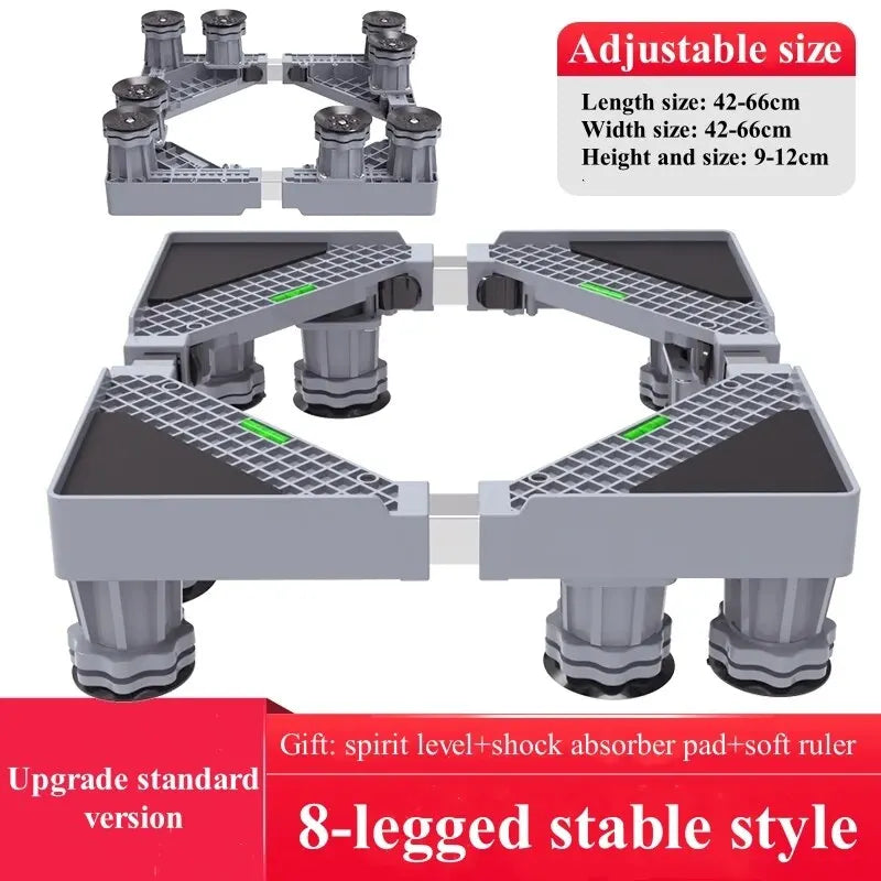 Adjustable Washing Machine Stand with Multi-Functional Fridge Base
