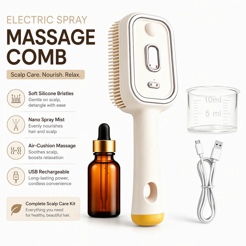 Electric Spray Air Cushion Massage Hair Straightener Steaming Comb