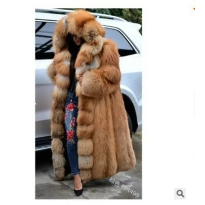 Women's Thick Warm Hooded Faux Fur Coat