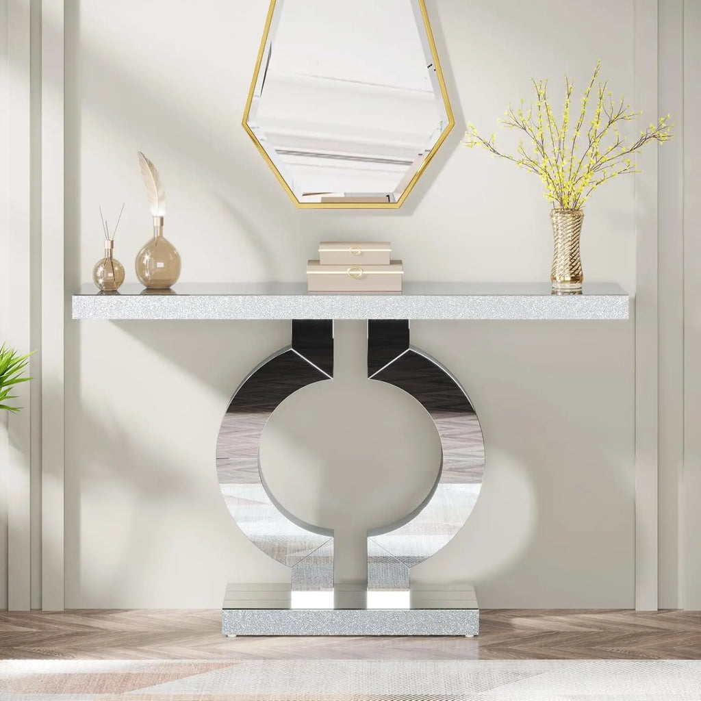 Modern Mirrored Console Table for Entryway and Living Room