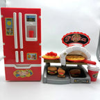 Kids' Pretend Play Kitchen Set with Spray Vapor Mini Fridge and Fast Food