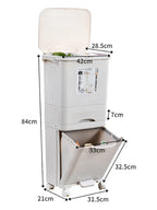 Movable Double Partition Kitchen Trash Can with Lid 11.1 Gallon