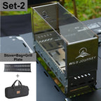 Folding Camping Bonfire Stove with Glass Viewing Window